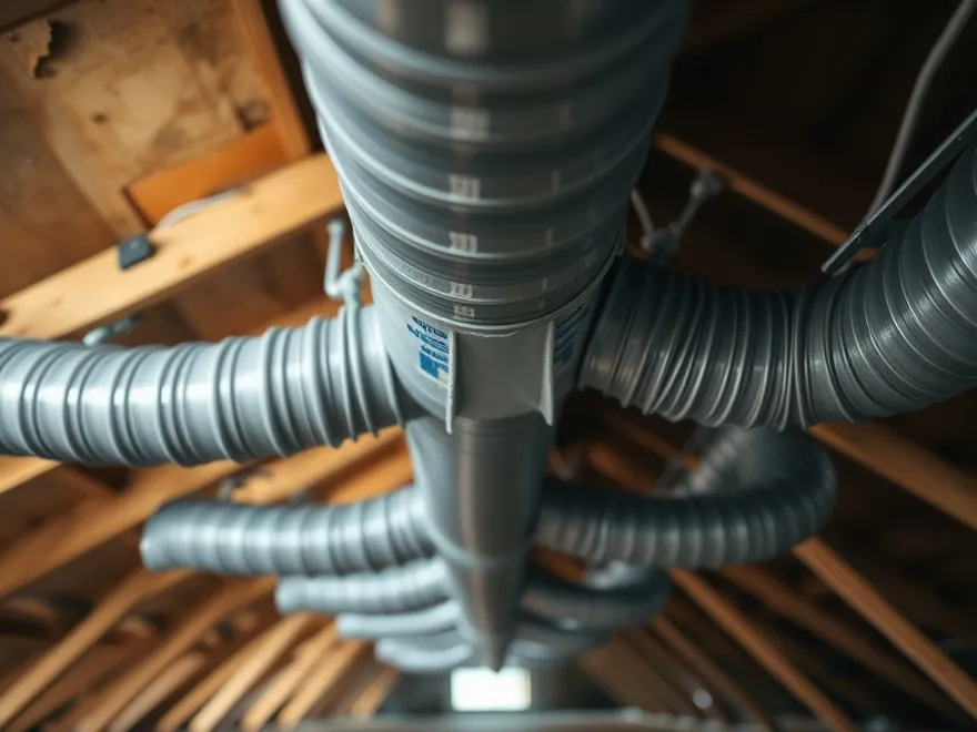 Ductwork running through an unconditioned attic space